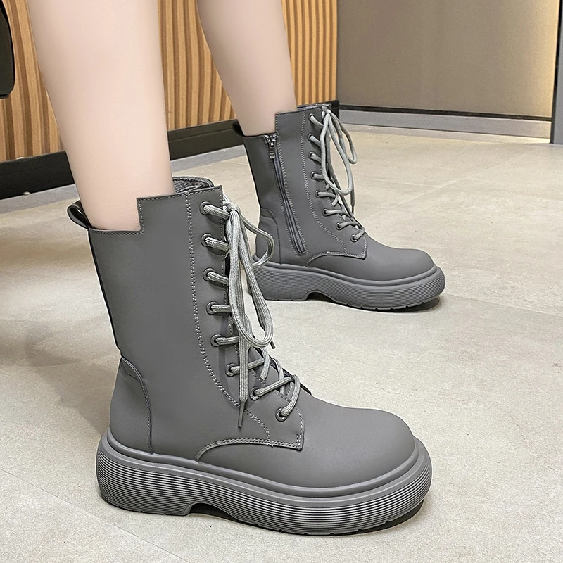 

Брендовые женские ботильоны из натуральной кожи на толстом высоком каблуке, теплая осенне-зимняя Праздничная обувь в стиле панк на платфор...