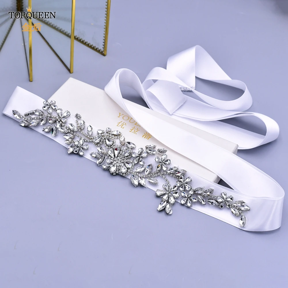 

TOPQUEEN S283 Стразы и пайетками для маленьких девочек ремни для женщины женские вечерние поясом цветочной расцветки лист Форма свадебная фата м...