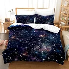 Комплект постельного белья Space Galaxy, односпальный, двуспальный, Королевский размер, пододеяльник с изображением неба, звезд, планеты, пододеяльник для детей