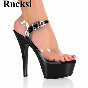 Rncksi Women New Wedding Party Sexy Straps Spring High-heeled Sandals 15 cm High Heels Platform Pole Dance Sandals