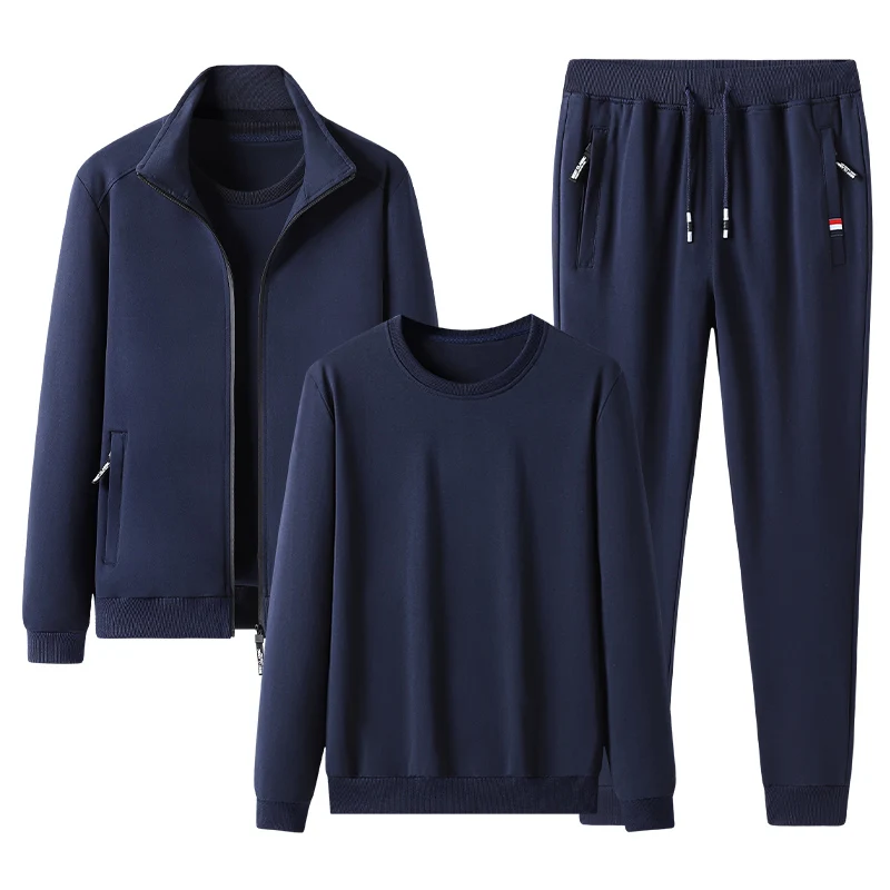 Three-piece Men's Casual Sports Suit Cardigan Jackets Hoodies Pants Fashion Autumn Casual Plus size 8XL Tracksuit Sets Male