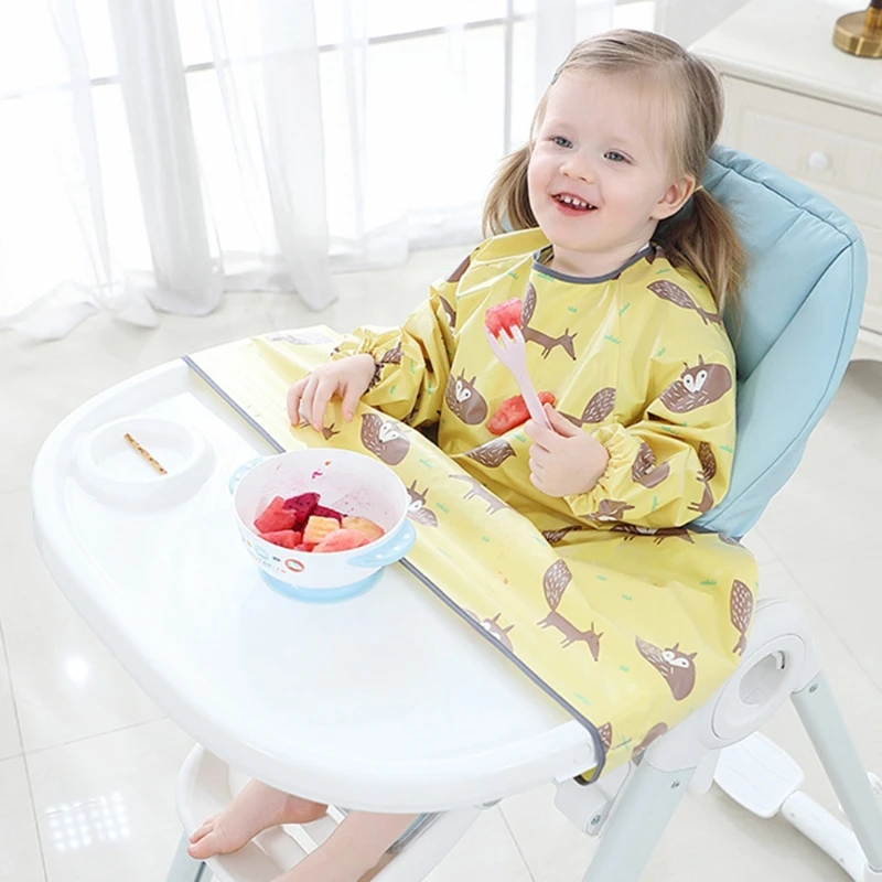 Bata de babero de manga larga para reci&eacute;n nacido, con cubierta de mantel, para silla de comedor de beb&eacute;, novedad de 2021-3