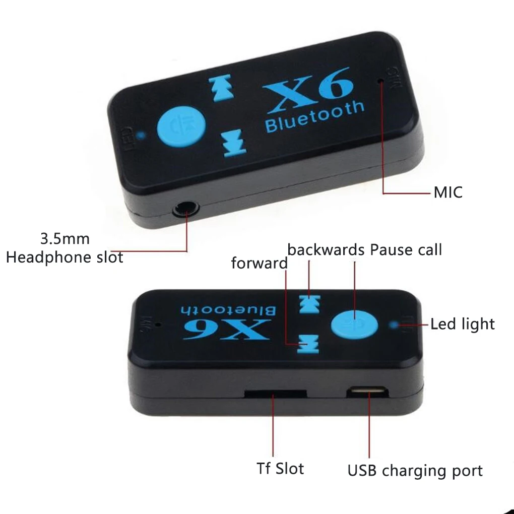 Беспроводной автомобильный аудиоприемник X6 Bluetooth 3 5 стерео комплект с адаптером