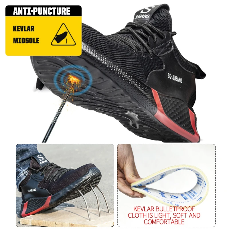 Защитная обувь мужские легкие рабочие ботинки со стальным носком с