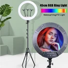 Кольцевой светодиодный RGB светильник с дистанционным управлением, 14 дюймов, 45 см, цветсветильник освещение для фотостудии, большая лампа со штативом для Youtube и видео