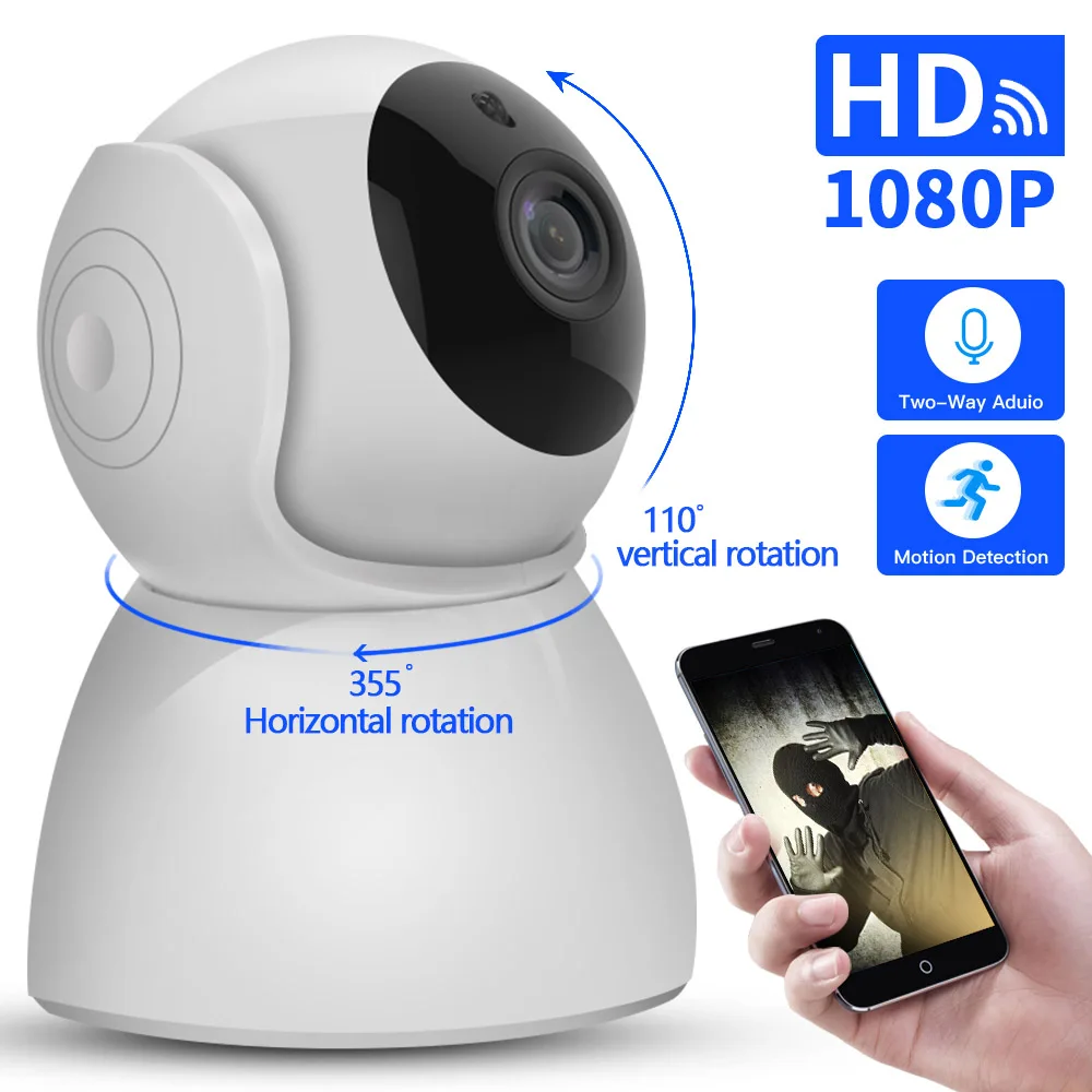 Ip камера для видеоняни и с поворотом на 360 градусов cctv Wifi ip 2Mp 1080P Full HD LAN порт ИК