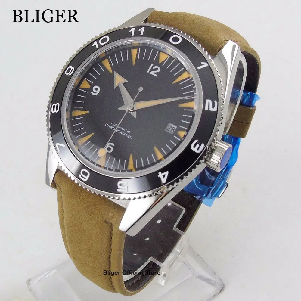 Мужские часы с синим стерильным циферблатом и сапфировым стеклом 41 мм|Мужские