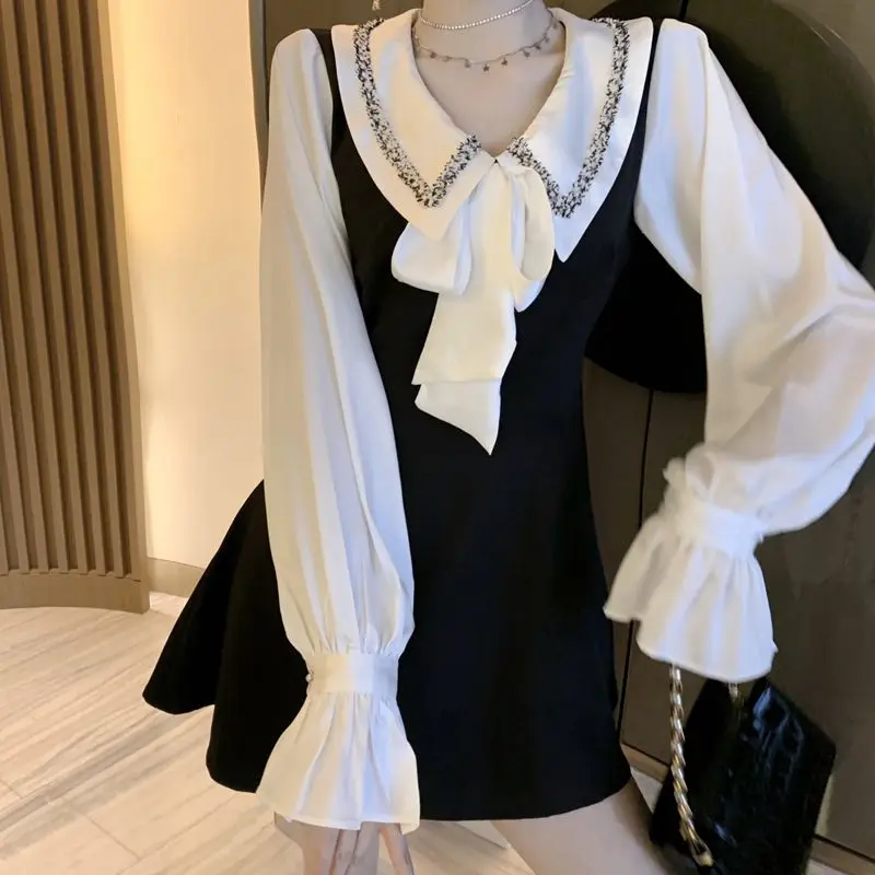 Весенне осеннее женское платье с длинными рукавами новое модное милое