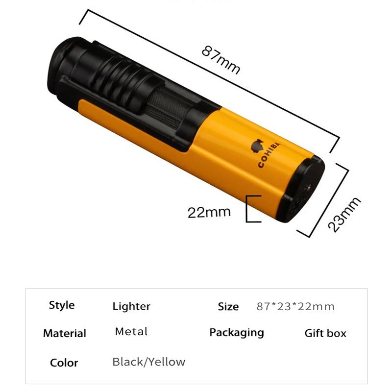 COHIBA мини металлическая зажигалка для сигар 1 струйная газовая сигарет с бутаном