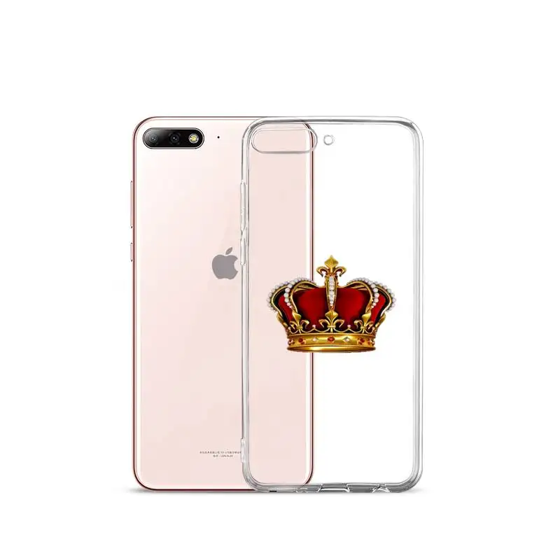 

Crown Letter King Queen Phone Case Transparent for iPhone Samsung A S 11 12 6 7 8 9 10 20 Pro X XS Max XR Plus lite