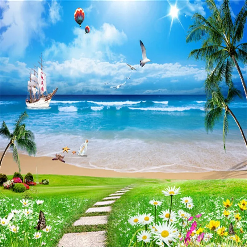 

Dropship Custom Size Photo 3D Large murals minimalist living room wallpaper Mediterranea seascape wallpaper mural wallpaper 3d