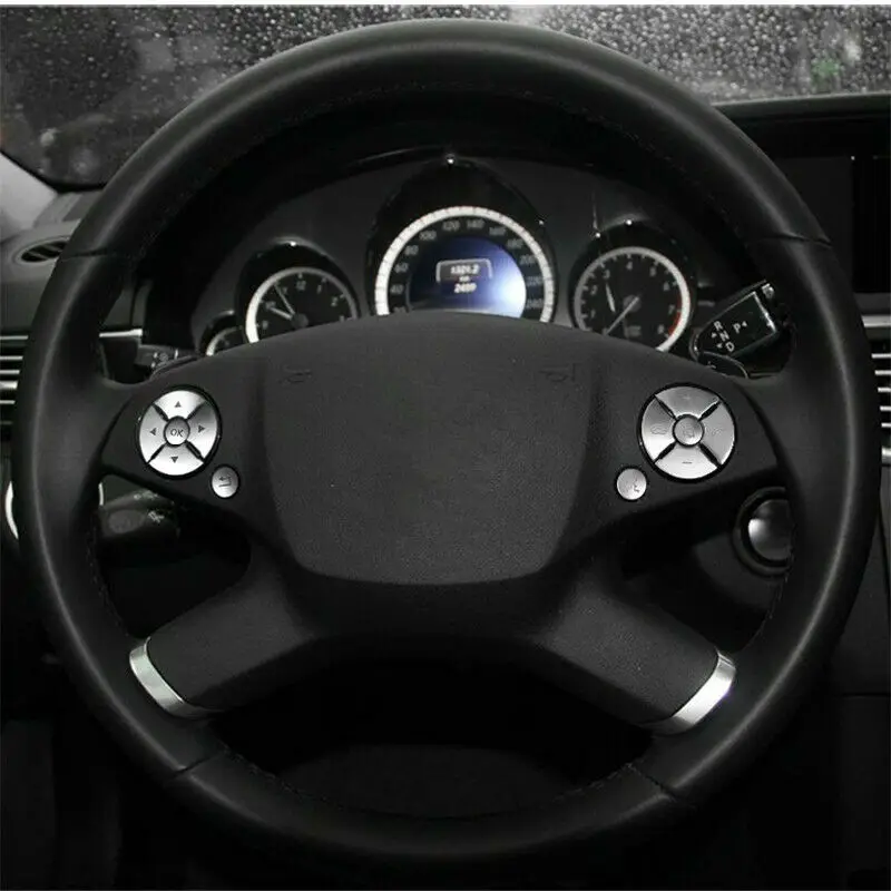 12 шт. Автомобильный руль кнопка крышка наклейка отделка серебро для Mercedes-Benz C E S-class W204 W212 кнопки на руль наклейка