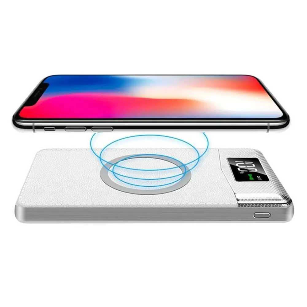 Беспроводное быстрое зарядное устройство power Bank 20000 мАч портативный светодиодный