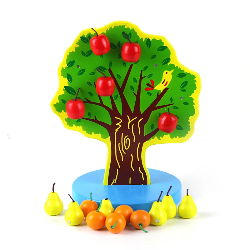 

Montessori Toys Puzzle Match Wooden Magnetic Fruit Tree Early Education Educational Toys For 3-5 Year Old Babies