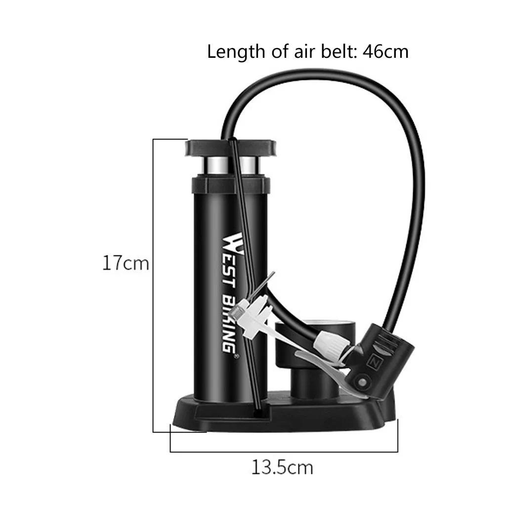 Портативный велосипедный мини-насос для шин с ножным активатором манометром