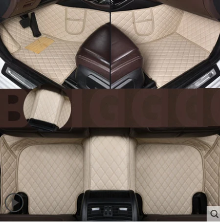 Beige Кожаные автомобильные коврики для Audi Q7 7 великолепных чехлов для сидений 2006- Пользовательские Авто тормозные колодки автомобильного ковровое покрытие левый привод - Название цвета: Beige