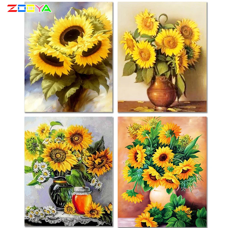 

Zooya Full Round Square 3D Diamond Painting Flower 5D Diamond Embroidery Sunflowers Diamond Mosaic Gift For Children Gift 2Jh15
