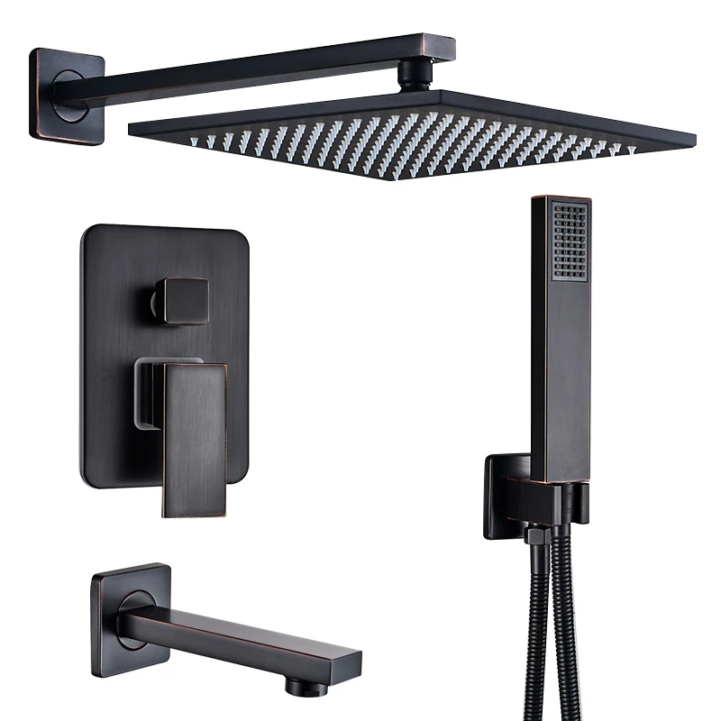 

Скрытый смеситель для душа Quyanre RU, набор из 12 латунных насадок для тропического душа, одна ручка, кран для ванной комнаты