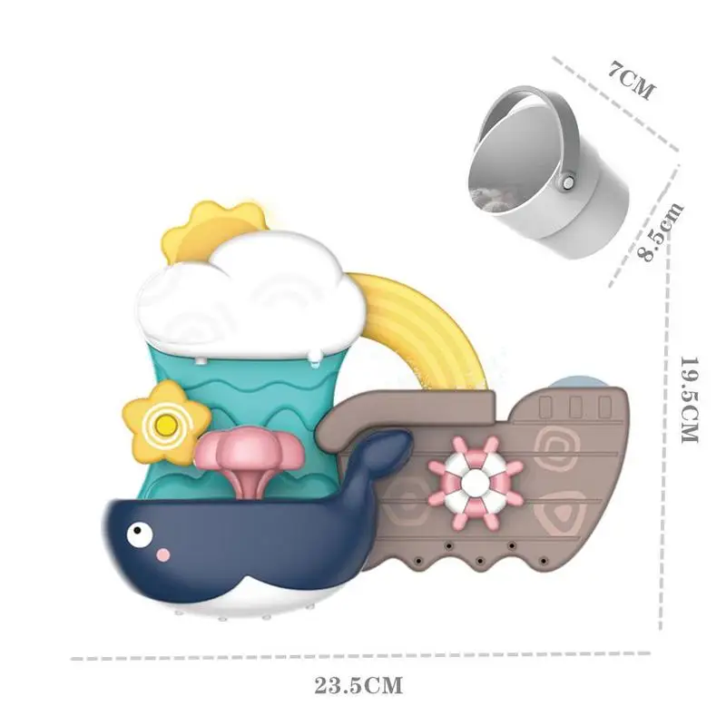

Baby Bath Toy Whale Ship Wheel Wading Toy Swimming Toys Water Bathroom Bathing Summer G0G5