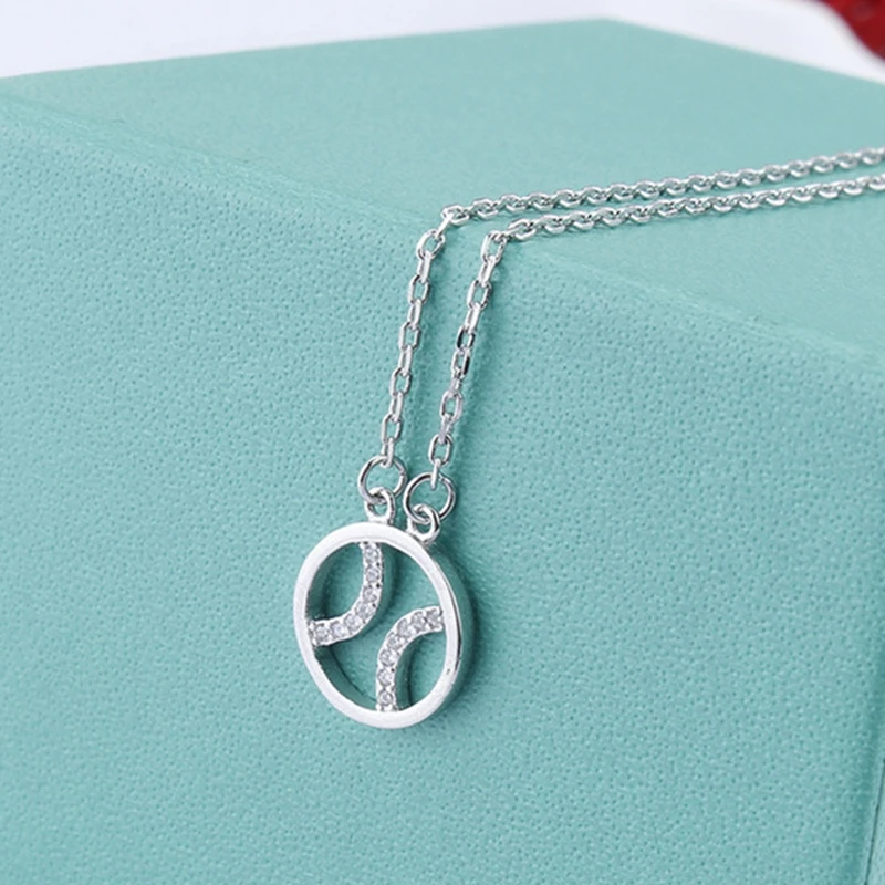 

DOYUBO New Arrival Women's Copper Tennis Ball Pendant Necklace Cubic Zirconia Round Tennis Charms Chains Fashion Jewelry ED001
