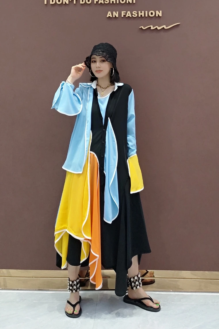 

Tide brand 2020 summer new fashion dress Korean chiffon mid-length dress personalized ladies ladies temperament lady style dress