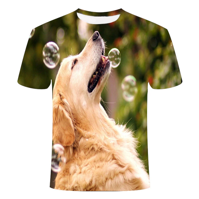 

Summer new style men's personality design casual tops men's fashion all-match T-shirt 3D printing animal dog T-shirt round neck