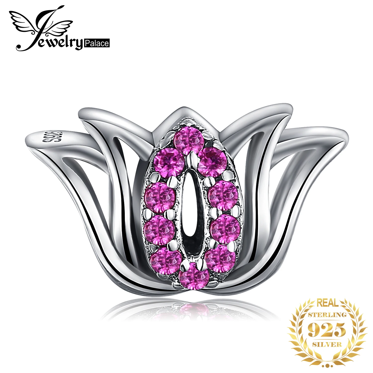 JewelryPalace красный создания Рубин 925 пробы серебро цветок Шарм бисер Fit Браслеты для