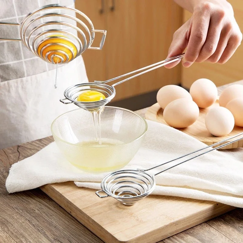 

Kitchen Cooking Home Egg Separator Yolk Tools Handheld Cooking Kitchen Divider Tool Stainless Steel For Making Cake Eggs