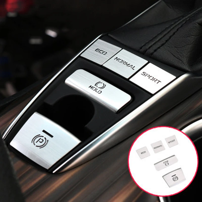 Etiqueta engomada de la decoración del botón del Control Central del freno de mano electrónico del coche, 2 piezas, 5 piezas o 6 piezas, adecuado para Toyota 8th Generation Camry