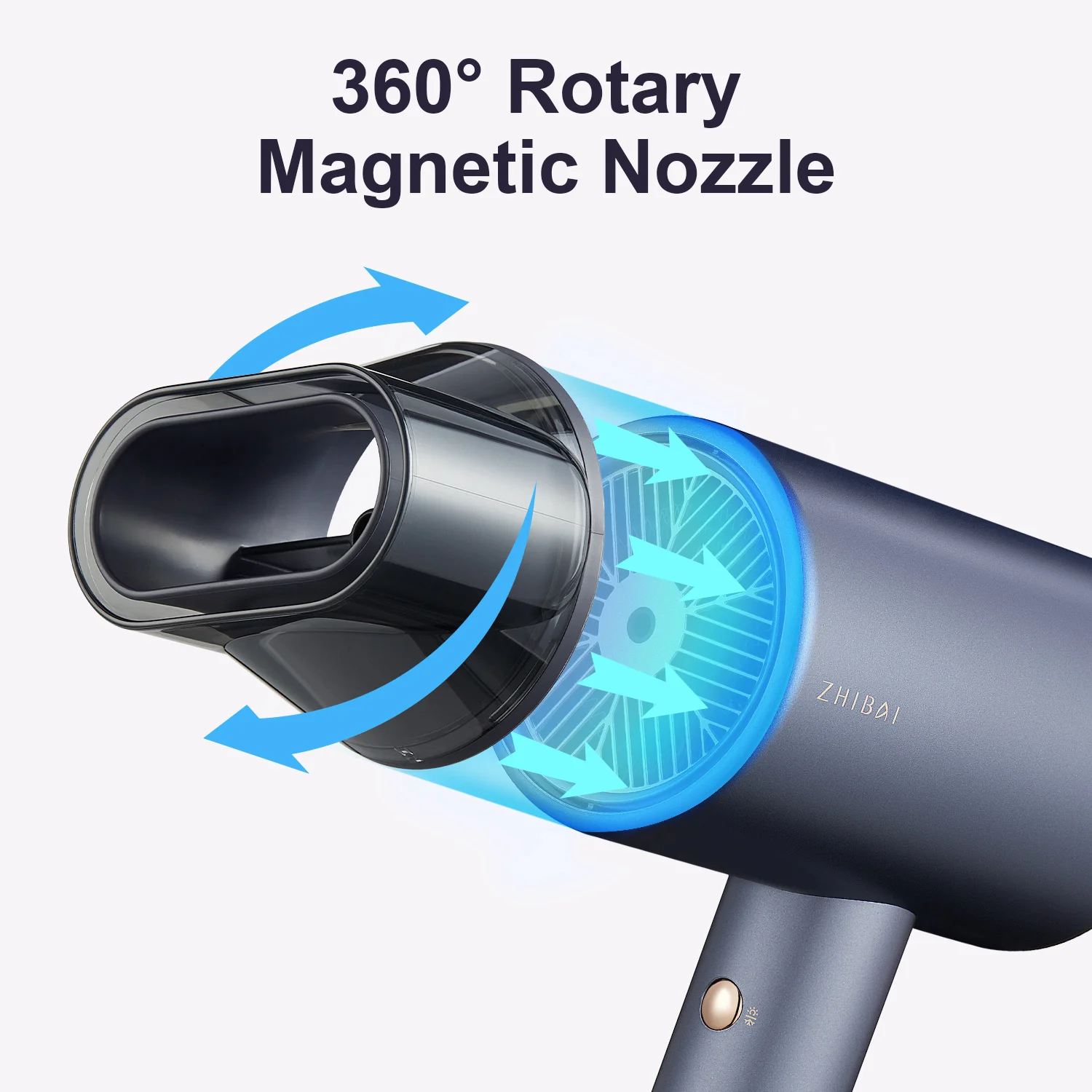 

ZHIBAI Hair Dryer Water Ion Grey Magnetic Nozzle Hot and Cold Alternative Quick-Drying Hairdryer Fan Dryers Portable Travel