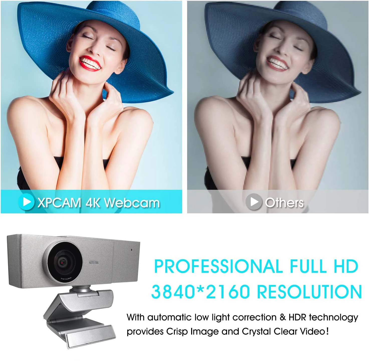 videw 4k webcam 8mp hd computer camera with microphone streaming web camera for desktop laptop usb webcams for video call gaming free global shipping