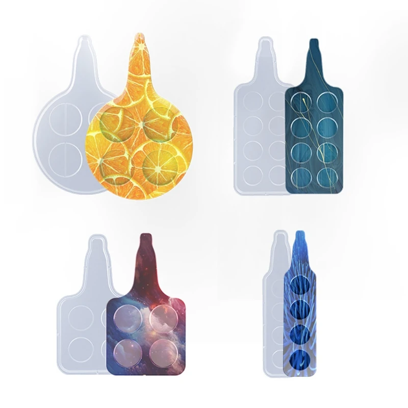 

4/8Holes Glass Serving Tray Epoxy Resin Mold Paddle Serving Board Silicone Mould P9YF