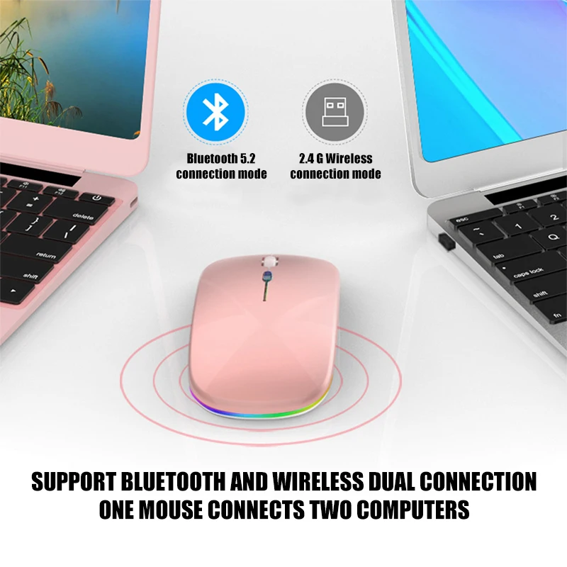 wireless mouse 2 4ghz usb rgb bluetooth 5 2 mouse wireless computer silent mause led backlit ergonomic gaming mouse for laptop free global shipping