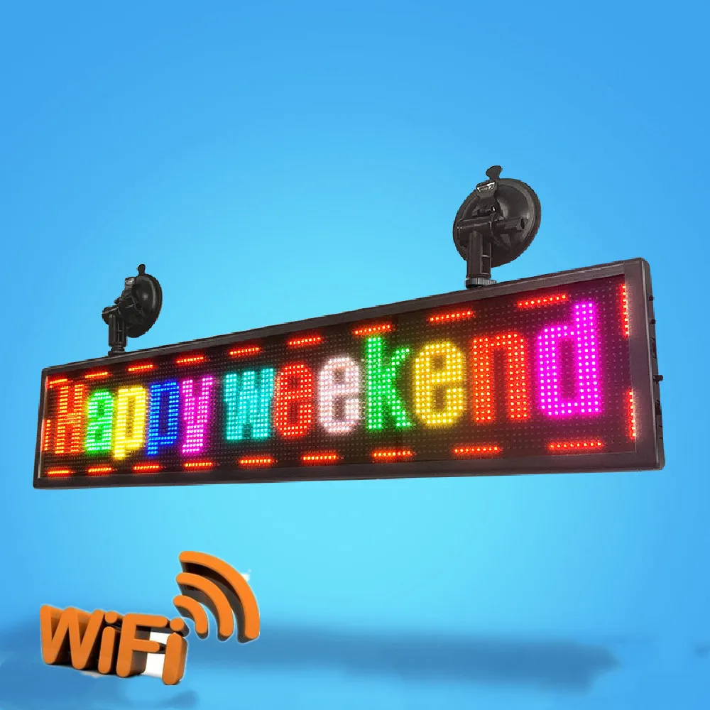 

75CM 12v 24v USB P5 Full color RGB LED sign mobile phone laptop wifi programmable scrolling text date LED display board