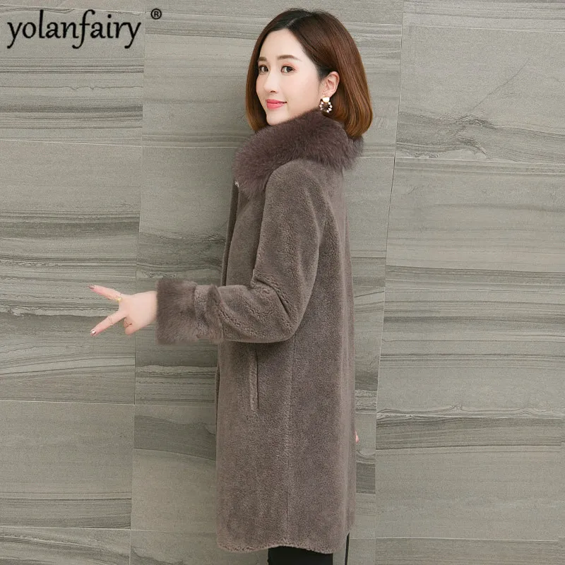 Женское зимнее пальто из натурального меха шерстяное овечьей шерсти с
