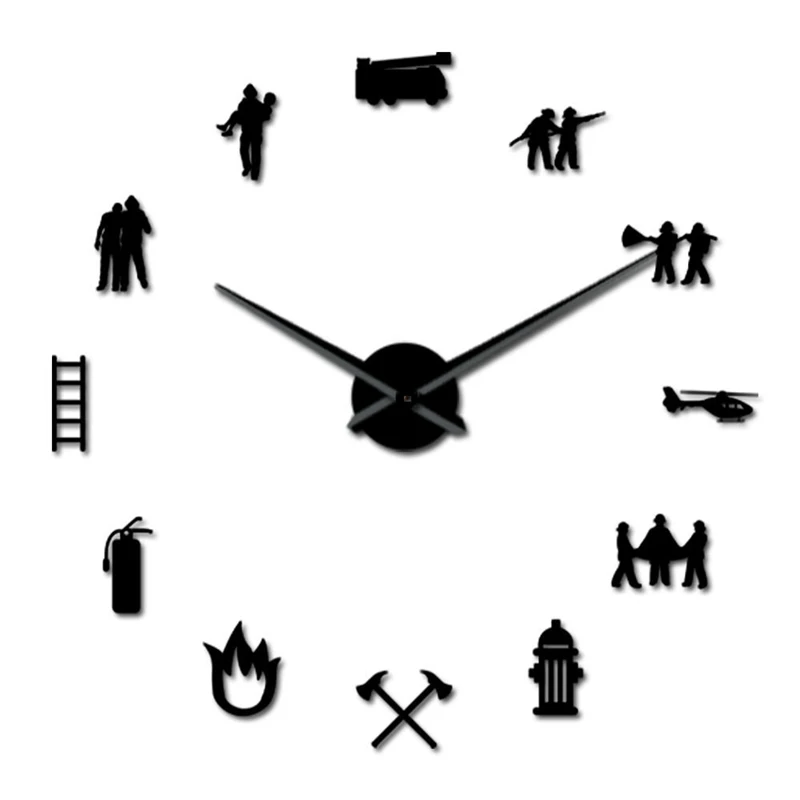 

Firefighter Love Diy Giant Wall Clock Fire Department Office Big Clock Watch Firefighting Rescue Volunteer Axe Hydrant Equipment