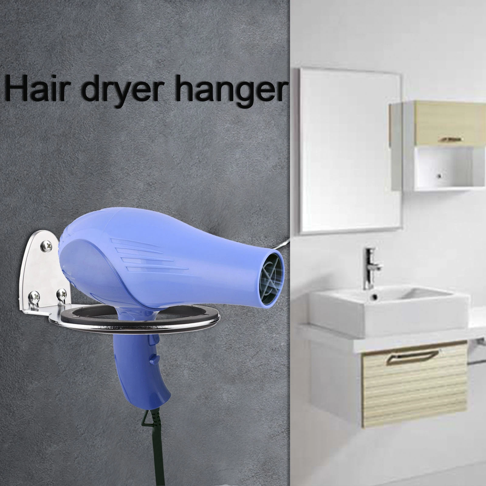 Настенный держатель для фена алюминиевая полка ванной комнаты органайзер