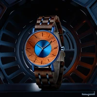 new fashion men natural wooden watch blue gold quartz luxury male watches business watch waterproof clock 3002 relogio masculino