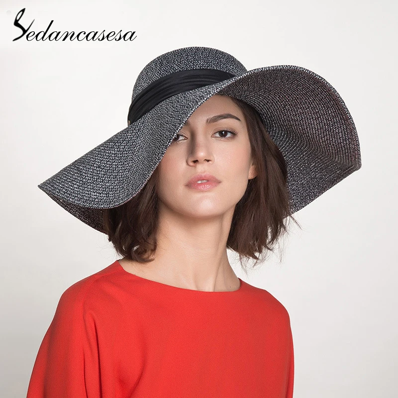Sedancasesa модная флоппи Летняя женская шляпа с козырьками Складная Большая широкая