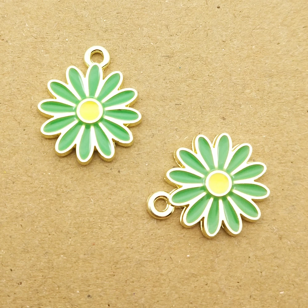 10 шт. эмалевые Подвески в виде Маргаритки