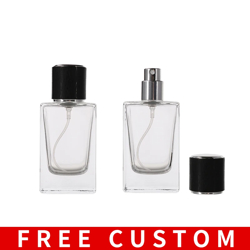 

Free Custom Logo 35ml Travel Transparent Square Thick Spray Bottom Glass Perfume Empty Bottle