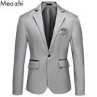 Мужской Блейзер приталенного силуэта, однотонный повседневный деловой пиджак на одной пуговице, блейзеры с карманами для официальных встреч и свадеб