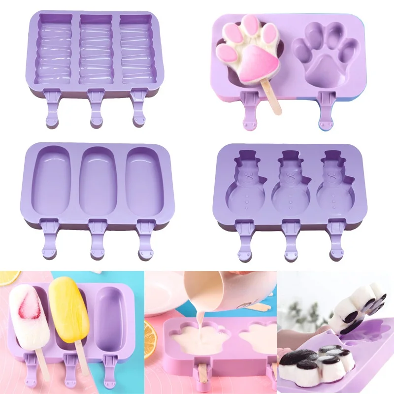 Healthy Silicone Ice Cream Mold Easy Popsicle Mold Reusable Ice Cream Bar Pop Molds For DIY Making Summer Favorites