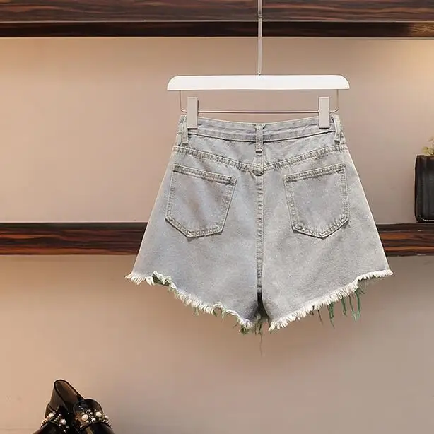 Шорты женские короткие свободные с карманами модные асимметричные джинсовые