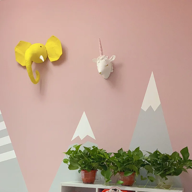Детская 3D голова животного настенное крепление Kawaii набивной Слон/Жираф/зебра настенные подвесные игрушки Детская комната животные стенные скульптуры в виде рыб