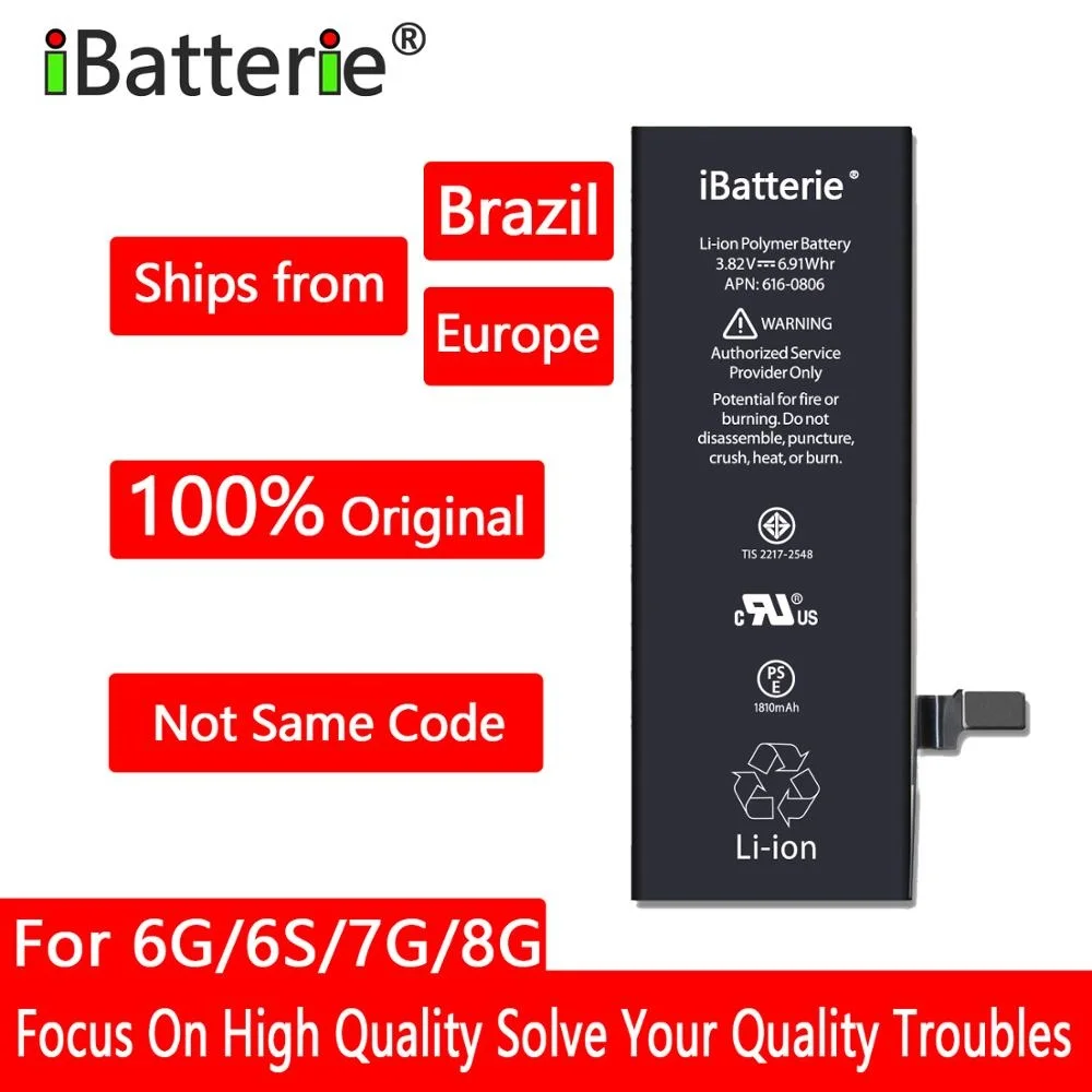

5pcs/lot iBatterie Lithium Battery For Apple iPhone 6S 6 7 X SE XR XS Max 8Plus 7Plus Replacement Bateria For iPhone 6S iPhone 7