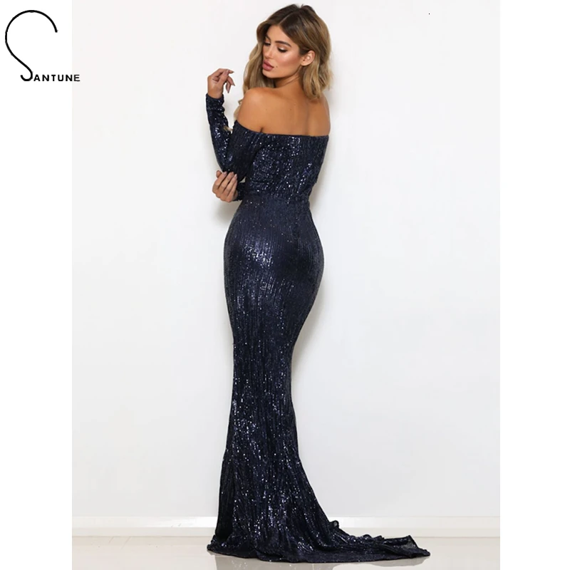 Женское вечернее платье с длинным рукавом Элегантное Длинное облегающее Платье