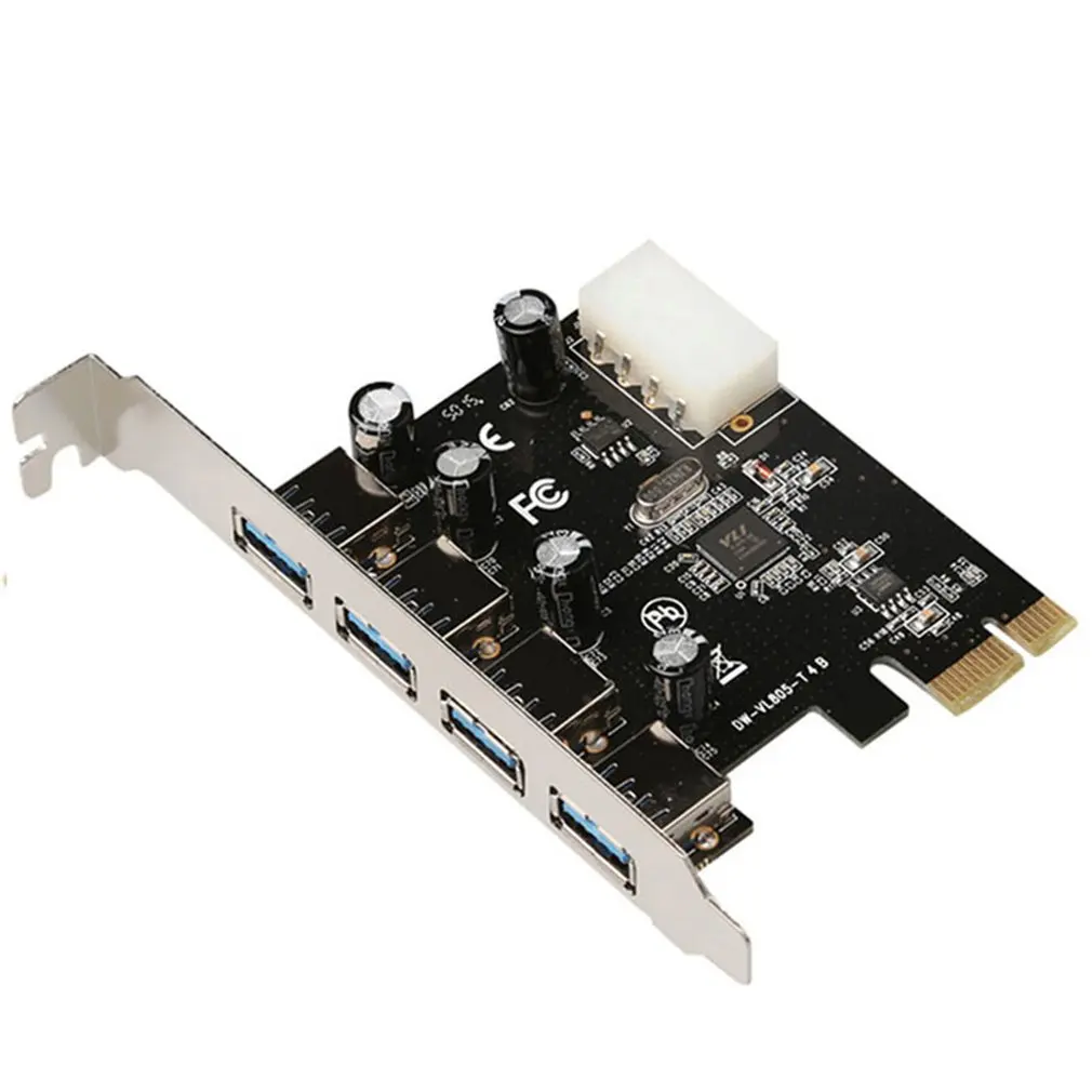 

Vl805 Pcie X1 Chipset 4 Port Usb3.0 Riser Card To 4 Port Usb3.0 4 Pin Power Supply Board Pci-E Expansion Board