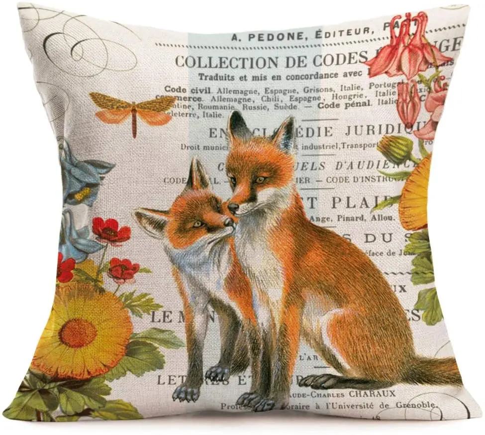 

Retro cute beautiful green plant series cotton linen pillowcase cushion cover market decoration square home