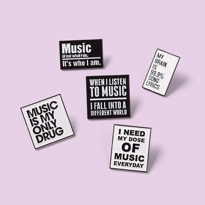 

Cool Quotes About Music Enamel Pins Need Music Everyday Brooches Bag Hat Lapel Pin Badge Men Women Jewelry Gift for Music Lover